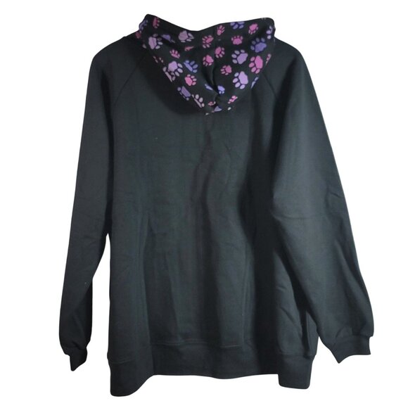 The Animal Rescue Site Pullover Sweatshirt Black 3X Hoodie Long Sleeve Paw Print - Picture 5 of 7